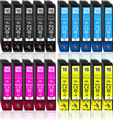 Produktbild von 20er Pack Druckerpatronen 16 16XL kompatibel mit Epson WF-2630