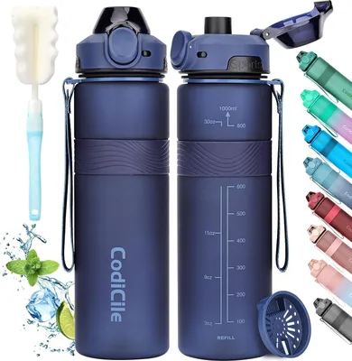 Productafbeelding van Famanu drinkfles, 1 liter - BPA-vrij en lekvrij, geschikt voor school, kantoor en reizen