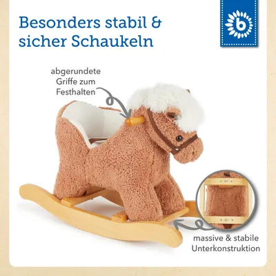 Immagine prodotto di Cavallo a dondolo Bieco peluche 60 cm | sedia a dondolo per bambini con cintura di sicurezza | dondolo per neonati | dondolo per bambini | dondolo per animali per neonati | dondolo per bambini da 9 mesi | cavallo a dondolo in legno