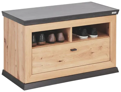 Produktbild von Flurbank BENTON mit Schuhverwahrung, Schublade und offenen Fächern, Artisan-Eiche, Anthrazit, 85,2x50,5x38,5 cm