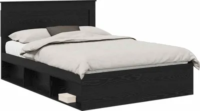 Produktbild von vidaXL Bettrahmen Schwarz 140 x 190 cm Massives Kiefernholz