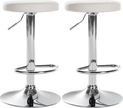 Produktbild von CLP 2er Set Barhocker Ponte Kunstleder höhenverstellbar und drehbar weiß Material Gestell Metall in Chromoptik