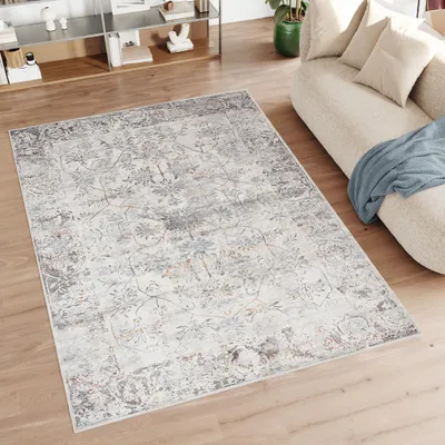 Produktbild von Teppich Wohnzimmer Schlafzimmer Kurzflor Modern Meliert Design Grau Creme  240 x 330 cm