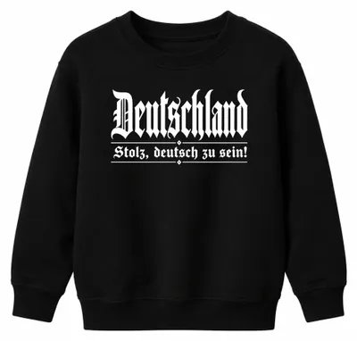 Produktbild von Deutschland Stolz deutsch zu sein Patriot Sarkasmus Kinder Sweatshirt Pullover, Schwarz, 152