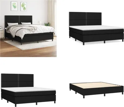 Produktbild von vidaXL Boxspringbett mit Matratze Schwarz 180x200 cm Stoff - Boxspringbett - Boxspringbetten - Bett - Schlafzimmermöbel