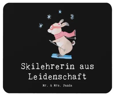 Produktbild von Mr. & Mrs. Panda Mouse Pad Skilehrerin Leidenschaft - Schwarz - Geschenk, mousematte, Mauspad, laptop mousepad, gummi