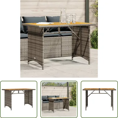 Produktbild von The Living Store Gartentisch mit Holzplatte Grau 110x68x70 cm Poly Rattan