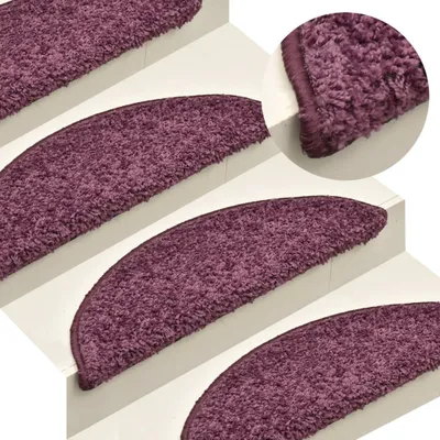Obrázek produktu pro vidaXL Podložky na schůdky 15 ks 56x17x3 cm Tmavě fialová Půlkruhové rohože
