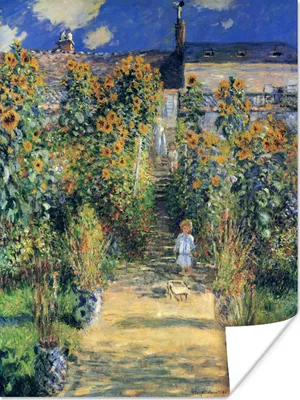 Produktbild von MuchoWow® Poster Monets Garten in Vétheuil - Gemälde von Claude Monet 90x120 cm - Wohnzimmer