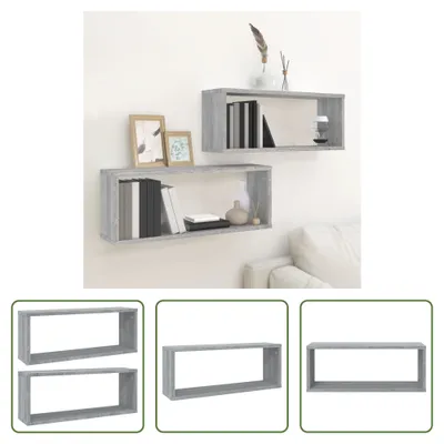 Obrázek produktu pro The Living Store Police Cube 2 ks. Grey Sonoma 60x15x23 cm Materiál na bázi dřeva