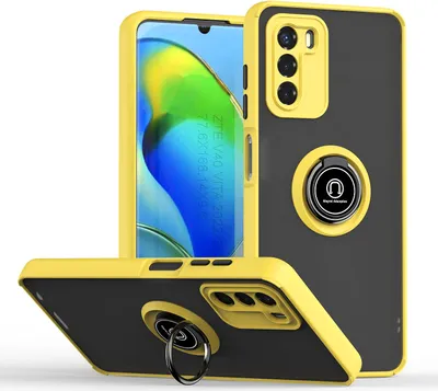 Immagine prodotto di Custodia per ZTE Blade V40 Vita opaca traslucida in TPU con supporto ad anello e supporto Giallo
