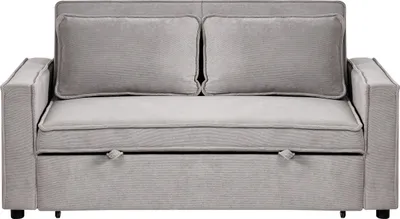 Zdjęcie produktu dla BELIANI Sofa rozkładana szara tapicerowana dwuosobowa z funkcją spania minimalistyczna