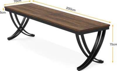 Produktbild von Tribesigns 2-Personen-Büro-Computertisch, 200 cm extra langer Schreibtisch mit stilvollen Beinen, großer Doppelschreibtisch für das Heimbüro, Braun