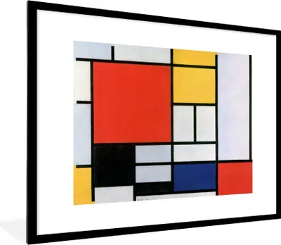 Produktbild von MuchoWow® Gerahmtes Poster Kunst - Mondrian - Alte Meister 80x60 cm - Poster mit Schwarzem Bilderrahmen Wandposter Rahmen Foto Bilder - Schlafzimmer-Dekorationen - Fotoposter