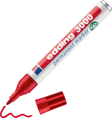 Produktbild von Edding 3000, Rot, Rundspitze, Rot, Weiß, Aluminium, 1,5 mm, 3 mm