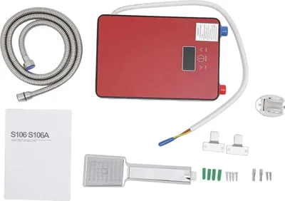 Image de Chauffe-eau électrique instantané, puissance 6500W, IPX24 étanche, rouge
