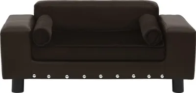 Obrázek produktu pro vidaXL Pohovka pro psy hnědá 81x43x31 cm Plyš a umělá kůže
