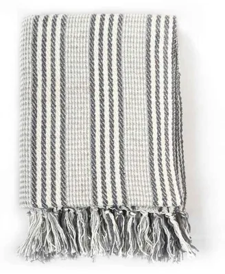 Produktbild von vidaXL Überwurf Baumwolle Streifen 125x150 cm Grau und Weiß