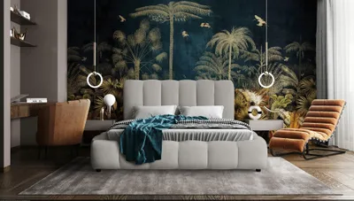 Produktbild von Polsterbett Doppelbett HEDA 140x200cm Komplettset in Stoff Perfect Harmony Hellgrau