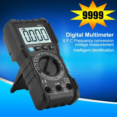 Imagen del producto de Multímetro digital Cosiki, modelo DM91A. Mini multímetro digital de alta precisión, con pantalla de 9999 dígitos. Medidor multifunción