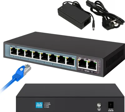 Produktbild von Extralink Netzwerk Switch PoE 8x Gigabit PoE/PoE+ 2x RJ45 Uplink Gigabit 96W
