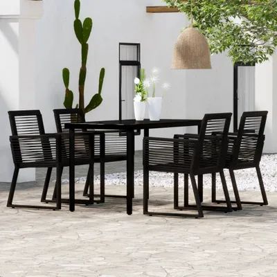 Produktbild von "2026 Promotion" 5-tlg. Garten-Essgruppe - mit Tisch und Stühlen - Schwarz - Gartenmöbelset CC4518