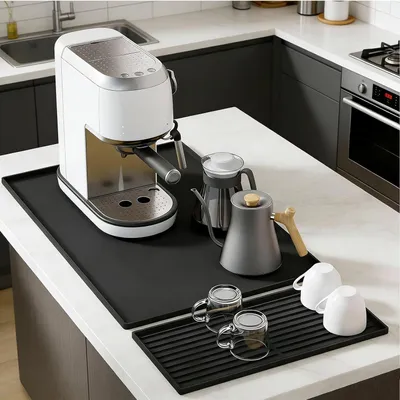 Produktbild von Silikonunterlage für Kaffeemaschinen – Abtropfmatte in Schwarz (60 x 40 cm)