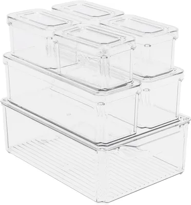 Image de Réfrigérateur Organiseur Lot de 7 Transparents Boîte de rangement pour cosmétiques Fournitures de bureau