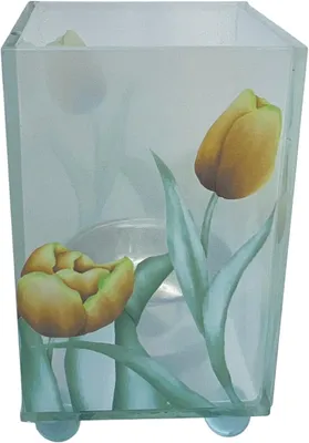 Productafbeelding van Elegante gele tulpenglazen votiefkaarsenhouder - decoratief accent voor warme sfeer, perfect voor huisdecoratie, geschenken of speciale gelegenheden