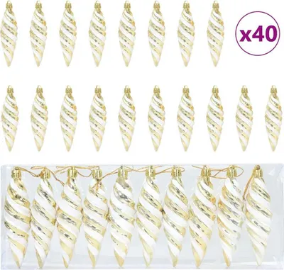 Image de vidaXL Boule de Noël en forme de spirale 40 pcs or plastique