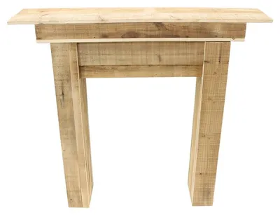 Produktbild von Kaminkonsole "Rustikal" aus recyceltem Holz, Kaminumrandung, Kaminsims