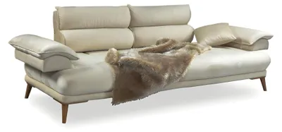 Produktbild von Sofa Couch Polstersofa Verstellbare Armlehnen Rückenlehne Beige 3 Sitzer