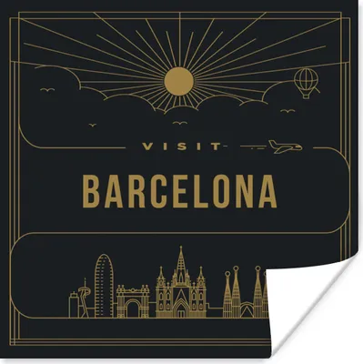 Produktbild von MuchoWow® Poster Stadtbild Barcelona - weiß 100x100 cm - Babyzimmer