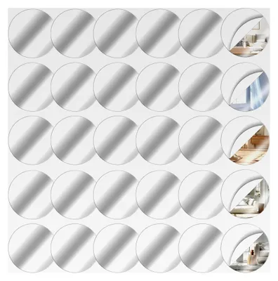 Produktbild von 30 Stück Selbstklebende Runderspiegel, 5x5 cm Mini Acryl Mosaikspiegel, Klein Rund-Spiegel, Flexible Spiegelfliesen für Wand, Tisch, Küche und Badezimmer