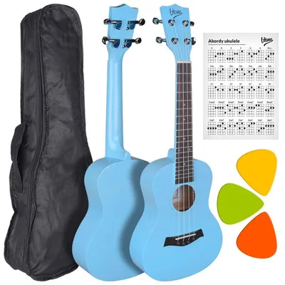 Obrázek produktu pro V-TONE UK23 BL, 23palcová akustická koncertní ukulele modré barvy + kufr