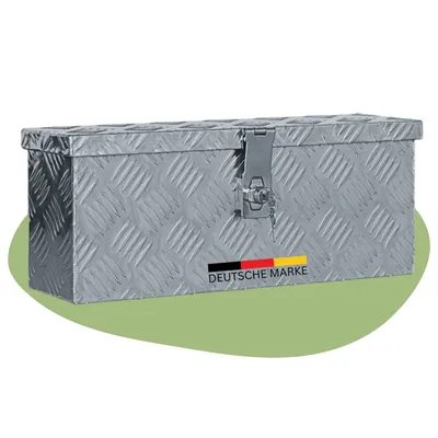 Produktbild von DELUKE® Aluminiumbox mit Deckel - Abschließbar | Alubox Deichselbox Alu Anhängerbox Werkzeugkiste Metall Transportbox Metallkiste, 48,5x14x20cm Silber