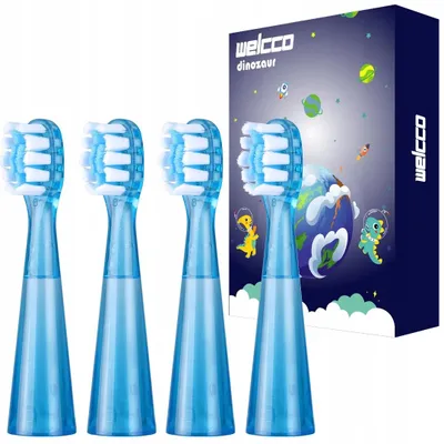Produktbild von Welcco Dinozaur Kid Zahnbürstenköpfe Kinder Blau 4 Stück
