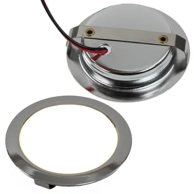 Obrázek produktu pro 12voltový LED vestavný reflektor, vestavné svítidlo teplá bílá pro obytný vůz, karavan, loď, kulatý chrom 65 mm