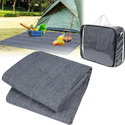 Produktbild von JOIEYOU Vorzeltteppich 300x500cm Camping Teppich Outdoor rutschfest Waschbare Markisenteppich Zeltteppich Vorzeltboden Zeltunterlage mit Löchern Heringe und Tragetasche, Grau Blau