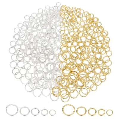 400 Springringe, 5 Größen, Messing, Silber/Gold, 5–10 mm