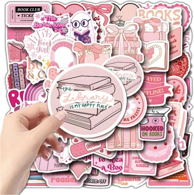 Produktbild von Set mit 55 pinken Buchaufklebern zum Selbermachen