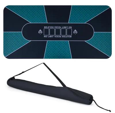 Image de Tapis de poker COSTWAY 179 x 89 cm, tapis de poker Texas Hold'em portable avec surface hydrofuge et dos en caoutchouc antidérapant, tapis de table