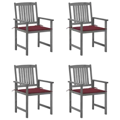 Image de Chaises de jardin et coussins lot de 4 Gris Bois acacia massif