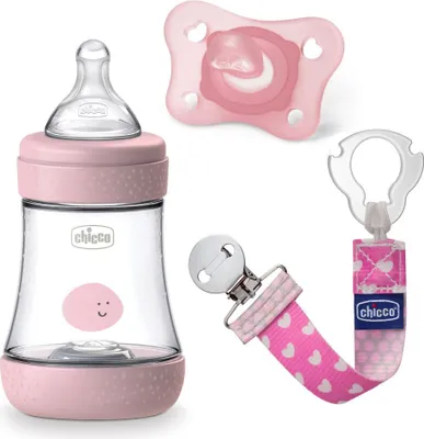 Image de Biberon anti-colique Chicco Lovely Baby Girl Perfect 5, 150ml + tétine Physioforma Mini Soft + ruban de tétine