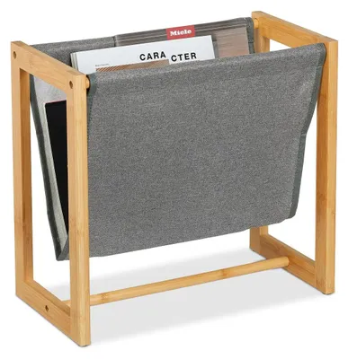 Produktbild von Zeitschriftenablage Zeitungsständer Magazinhalter - A4 - 37 x 39,5 x 21 cm - Bambus - Natur/Grau