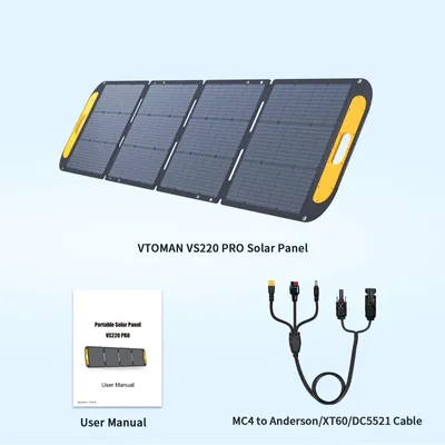 Obrázek produktu pro Skládací solární panelový systém - 220W - 48V - Přenosná solární energie sada - vodotěsná, vhodná pro venkovní použití a kempování