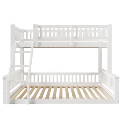 Produktbild von Flieks Etagenbett 90x200cm/140x200cm mit Rausfallschutz, Kinder Hochbett mit Leiter, Kinderbett Bodenbett, Weiß