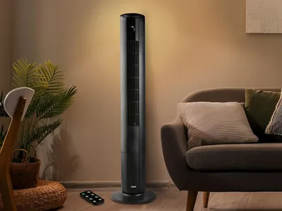 Produktbild von Domo DO8153, Haushaltsturmventilator, Schwarz, Flur, 61 dB, Tasten, Fernbedienung, 8 h