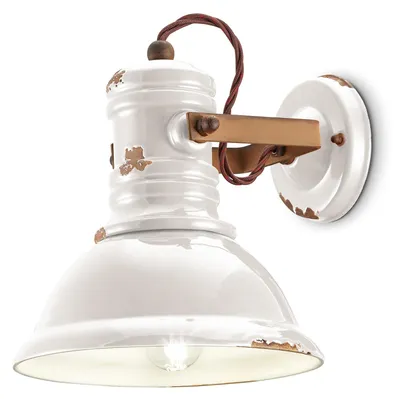 Produktbild von Wandlampe Applique aus Eisen und Keramik im Vintage-Industrie-Design AP - Weiß