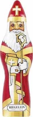 A chocolate figure of Saint Nicholas.